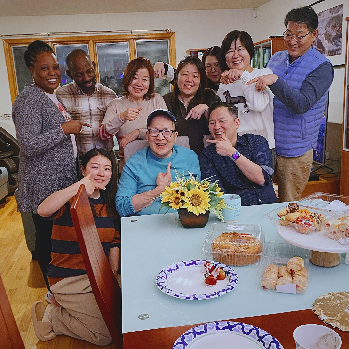 Friends celebrating around the table