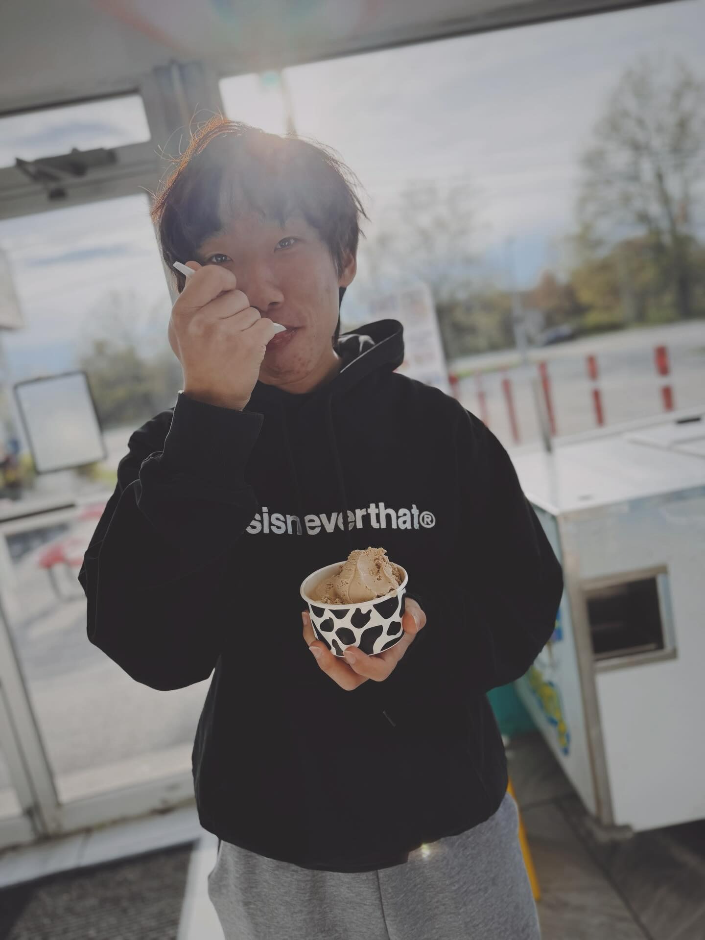 Enjoying ice cream on a sunny day